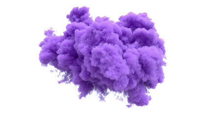 Fototapeta premium Vibrant Purple Smoke Cloud Isolated on White Background Ideal for Creative Projects, Fashion, or Artistic Expressions, Abstract Art and Background Designs, and More