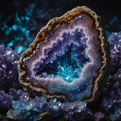 Obraz premium A geode with an ethereal, opalescent glow.