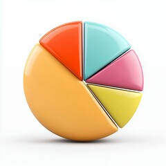 Obraz premium Vibrant Pastel Pie Chart: 3D Data Visualization for Business Reports and Presentations