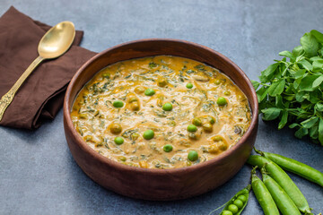 Creamy and Flavorful Methi Matar Malai A Rich North Indian Curry with Fenugreek, Green Peas, and Aromatic Spices in Silky Gravy