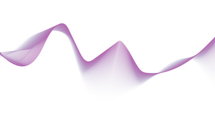 Abstract blue smooth wave on a white background. Dynamic sound wave. Design element. Vector illustration.
