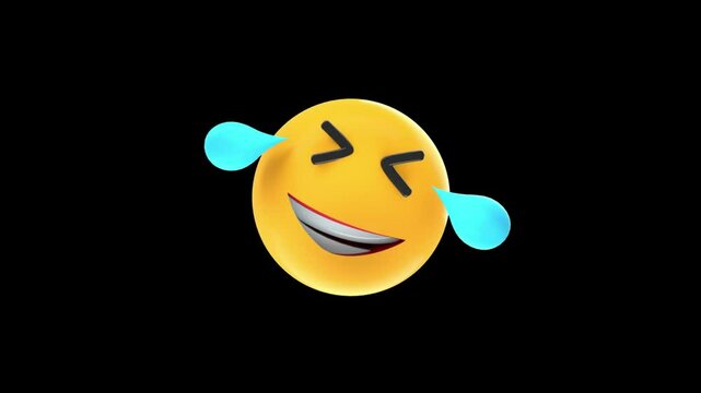 A three dimensional laughing crying emoji face