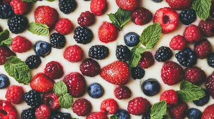 Fototapeta premium Creamy Berry Tart Dessert Food Photography