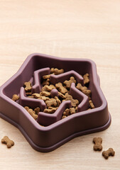 Slow feeder dog bowl preventing gulping and improving digestion