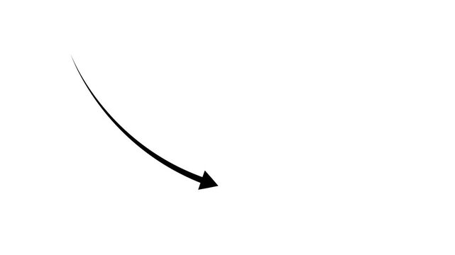 Down curve arrow animation, Falling prices concept arrow animation