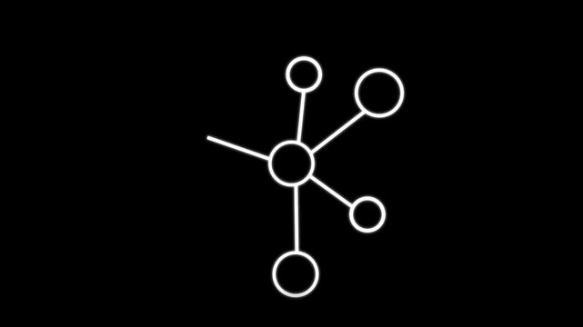 Networking concept. WHITE line icon animation on transparent background