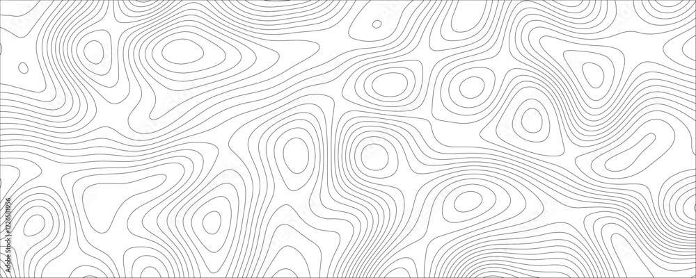 Poster white & black topographic contours lines of mountains & geographic map pattern. paper texture imitat