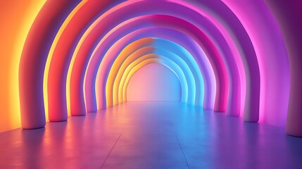 Naklejka premium 3D render abstract background with colorful neon