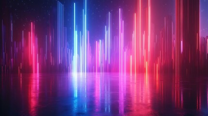 Abstract background with neon glowing light lines