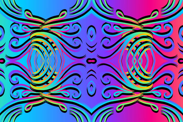  gradient flower and leaf art pattern of indonesian culture traditional tenun batik ethnic dayak ornament for wallpaper ads