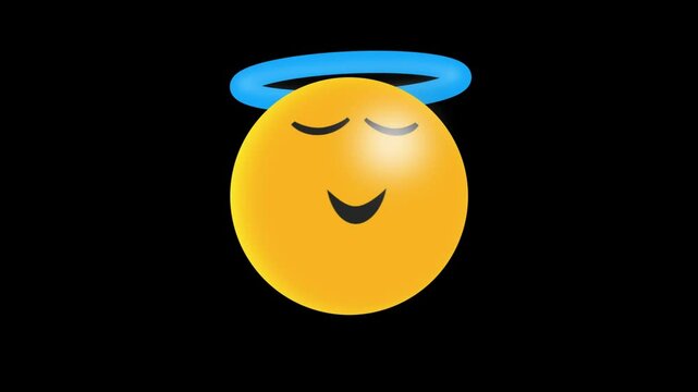 A serene yellow emoticon wears a halo