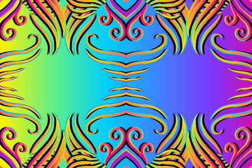  gradient flower and leaf art pattern of indonesian culture traditional tenun batik ethnic dayak ornament for wallpaper ads