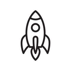 Rocket outline icon vector on white background