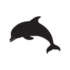 Fototapeta premium Dolphin black icon, isolated on white background. Vector illustration.