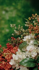 Fototapeta premium Stunning Floral Arrangement Orchids Berries Greenery