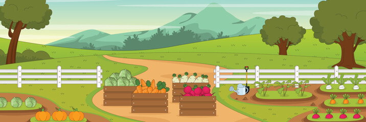 Cute and nice design of vegetable plot and interior objects vector design
