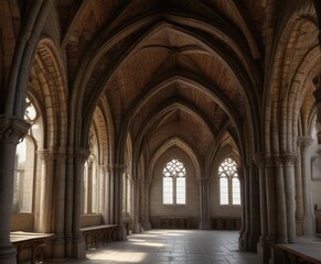 Fototapeta premium Gothic arches and ribbed vaults in the Church of Saints Cyril and Methodius , methodius, ribbed vaults