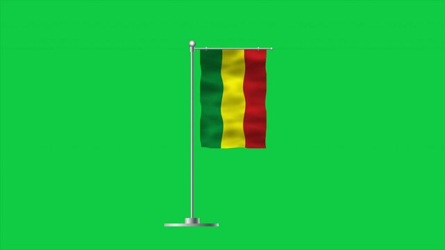 High detailed flag of Bolivia. National Bolivia flag. South America. 3D Render. Green Background.