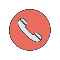 Telephone receiver icon. Flat color design. Vector Illustration.