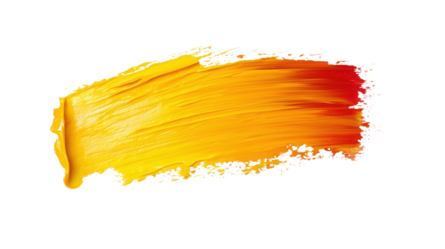 Vibrant Yellow and Red Brush Stroke on White Background for Creative Artwork and Design Inspiration - Powered by Adobe