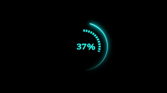 Glowing blue loading bar animation with 37 percent progress