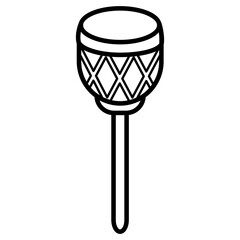 cute kawaii Mardi gras drum sticks outline cartoon doodle illustration