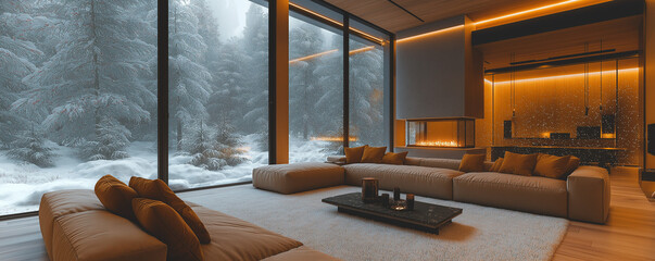 雪山にあるお洒落なホテル