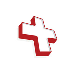 Fototapeta premium 3D First aid medical sign flat icon template for app and website