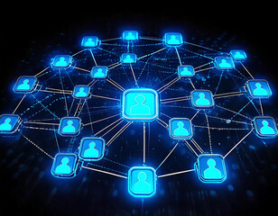 Fototapeta premium Global Email System and Online Communication Network with Digital Message Icons and a High-Tech Background