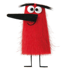 Playful red creature transparent background character design cartoon style vibrant colors whimsical concept