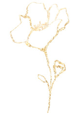 Png flower aesthetic sticker, gold illustration, remixed from vintage public domain images