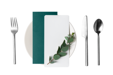 Menu paper png, aesthetic tableware & cutlery for restaurants