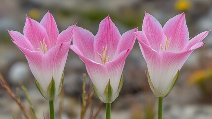 Obraz premium Pink flowers blooming, desert background, botanical garden, nature photography