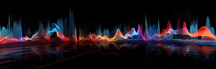 New age of data visualization. Data science and visual management design concept. Abstract background. Hand edited, generative AI based.
