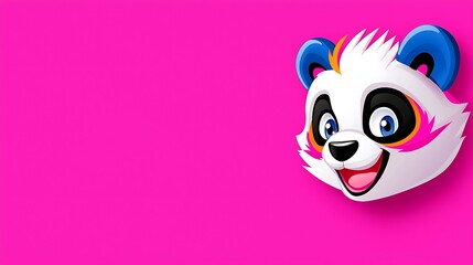 Fototapeta premium Playful Cartoon Panda on Vibrant Pink Background