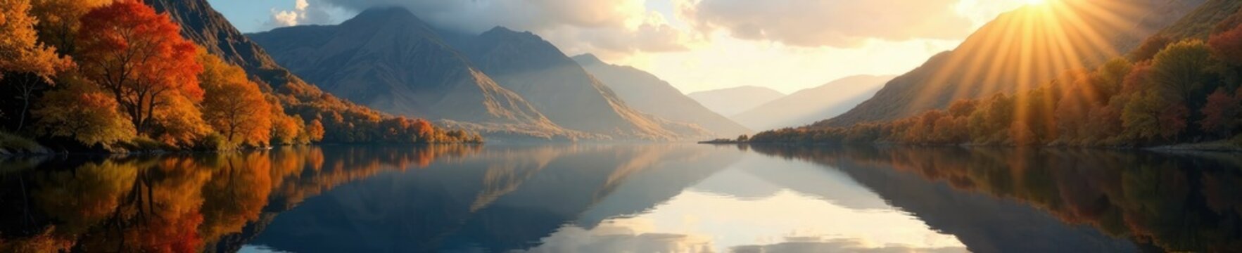 Golden light on mountain ash bush loch water reflection, scotland, water, loch leven