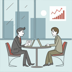 Two businessman talking in office time