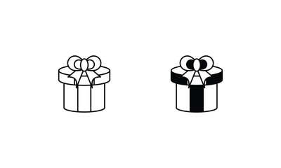Gift icon set line and glyph vector illustration