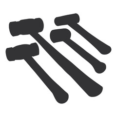 Renovation Tool Hammer Silhouette. Black Hammer Element Work Tools. Hammer Equipment.
