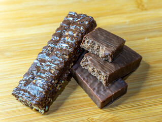Protein bar cut on the table