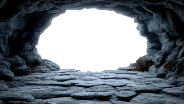 Rocky Cave Entrance with Stone Floor Isolated on Transparent Background – Perfect for Adventure, Exploration, or Mystery Themes  
