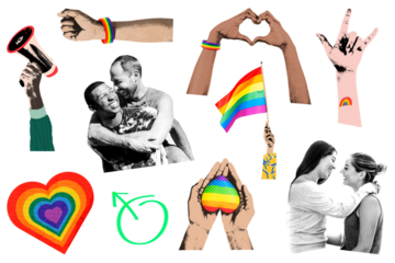 Gay pride png sticker, rainbow elements set, transparent background