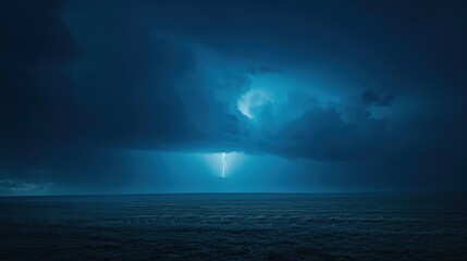 The abstract storm brings a beautiful light show. Lightning brightens the dark, stormy sky.