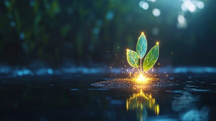 A symbolic glowing Riverbank indicating in World Wildlife Day concept