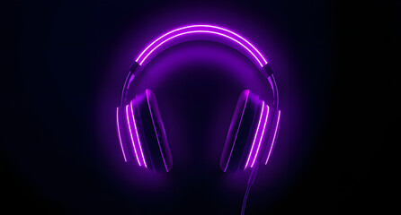 Headphones in purple neon