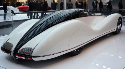 Futuristic car designs featuring bold curves and advanced aerodynamics on display