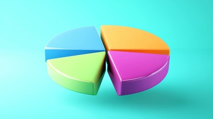 Obraz premium D pie chart segments floating in mid-air, bright background, business concept