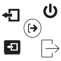 logout, arrow, symbol, down, cursor, green, web, button, collection vector design icon symbol set
