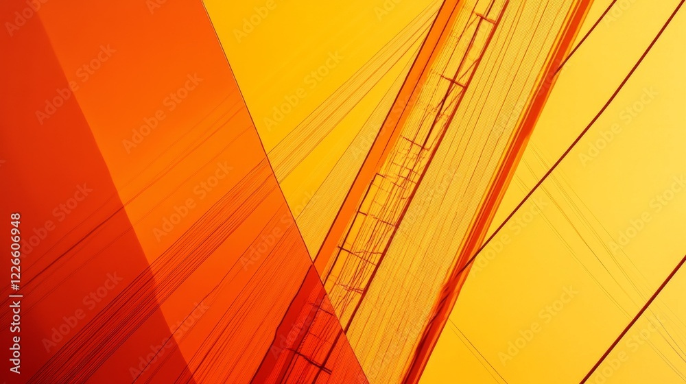 Aufkleber Abstract shot of power lines creating geometric patterns, with the sky in various shades of orange