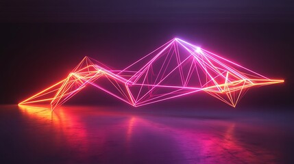 Abstract background with neon glowing line wave